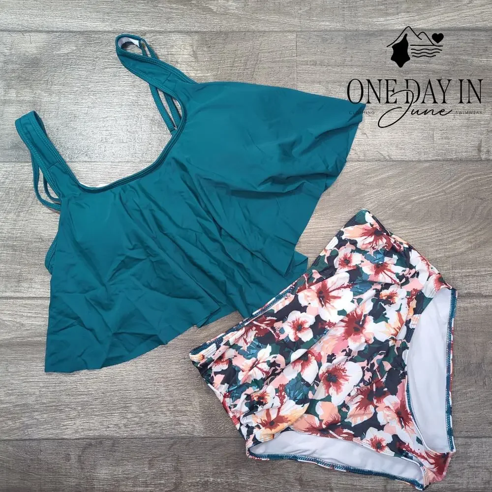 Edel Qual High Waist Flounce Bikini Swimsuit Size L